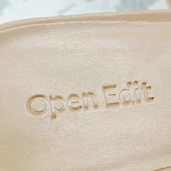 NEW Open Edit Saydee Tan Cream Block Heel Slip On Square Toe Sandals O816 - Picture 10 of 15